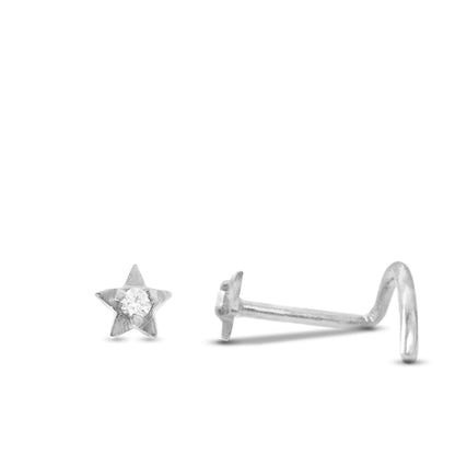 Piercing nez étoile or blanc 18 carats avec brillant