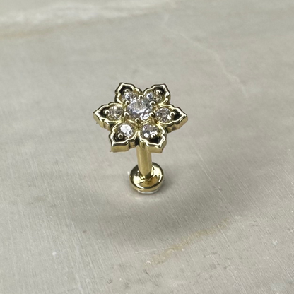 Piercing fleur vissable en or jaune