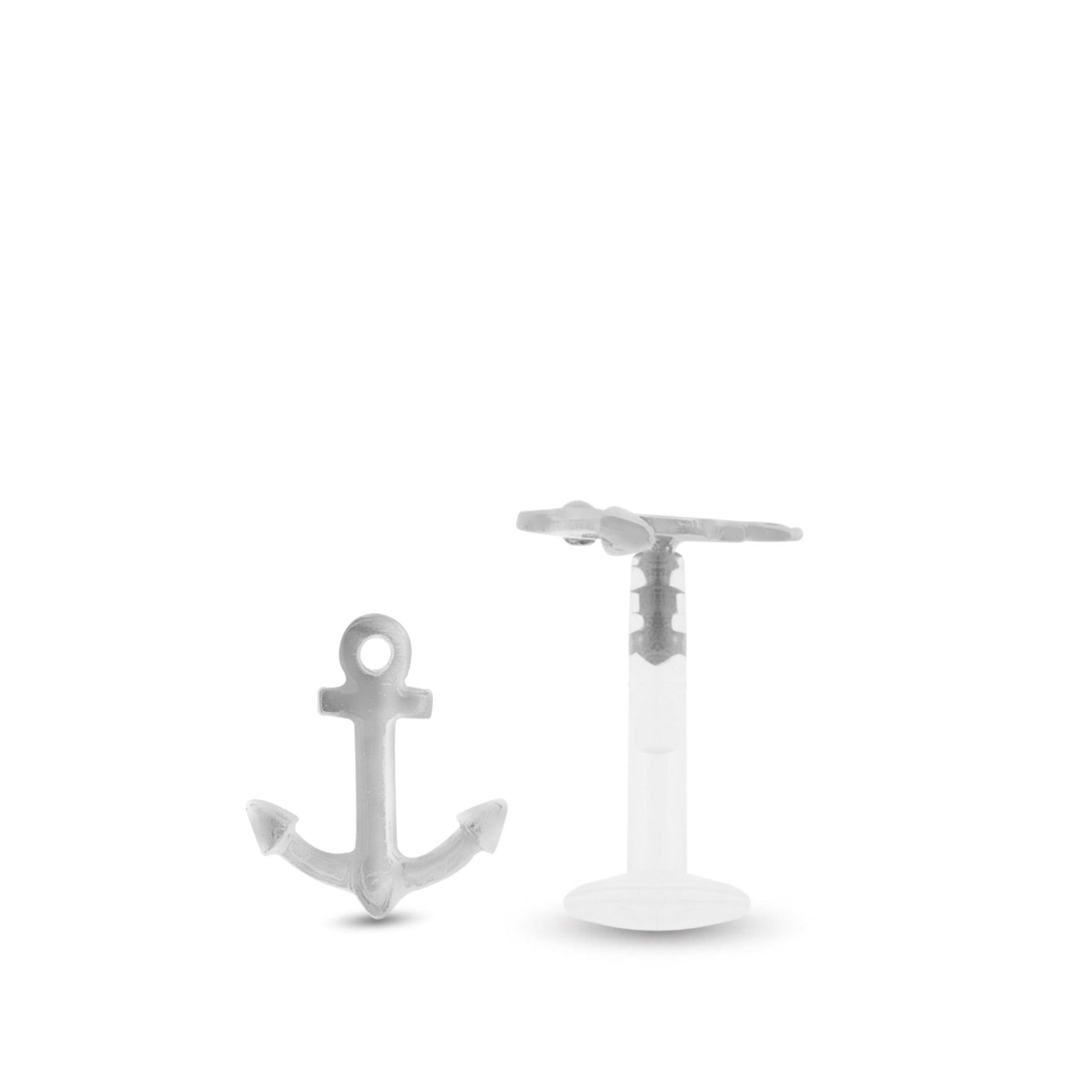 Piercing helix ancre marine en or blanc, bijou d’oreille élégant au motif marin