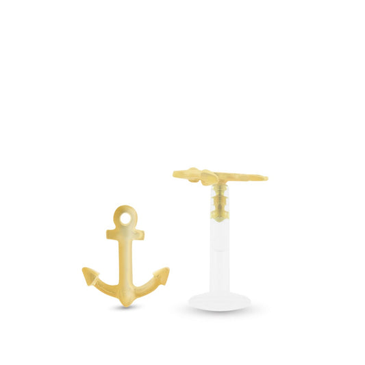 Piercing hélix ancre marine en or jaune, bijou d’oreille élégant au motif marin