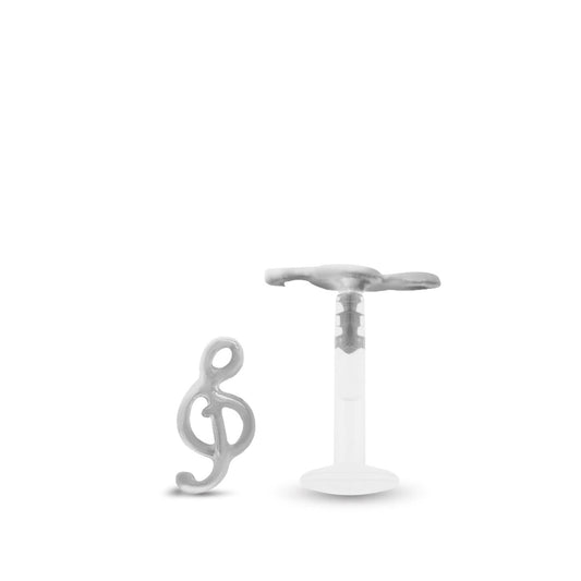 Piercing hélix en or blanc motif clef de sol