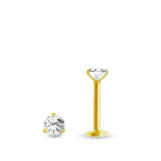 Piercing hélix en or jaune 18 carats serti d’un diamant 0,10 carat vissable