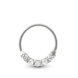 Piercing hélix anneau à écarter en or blanc et zircons