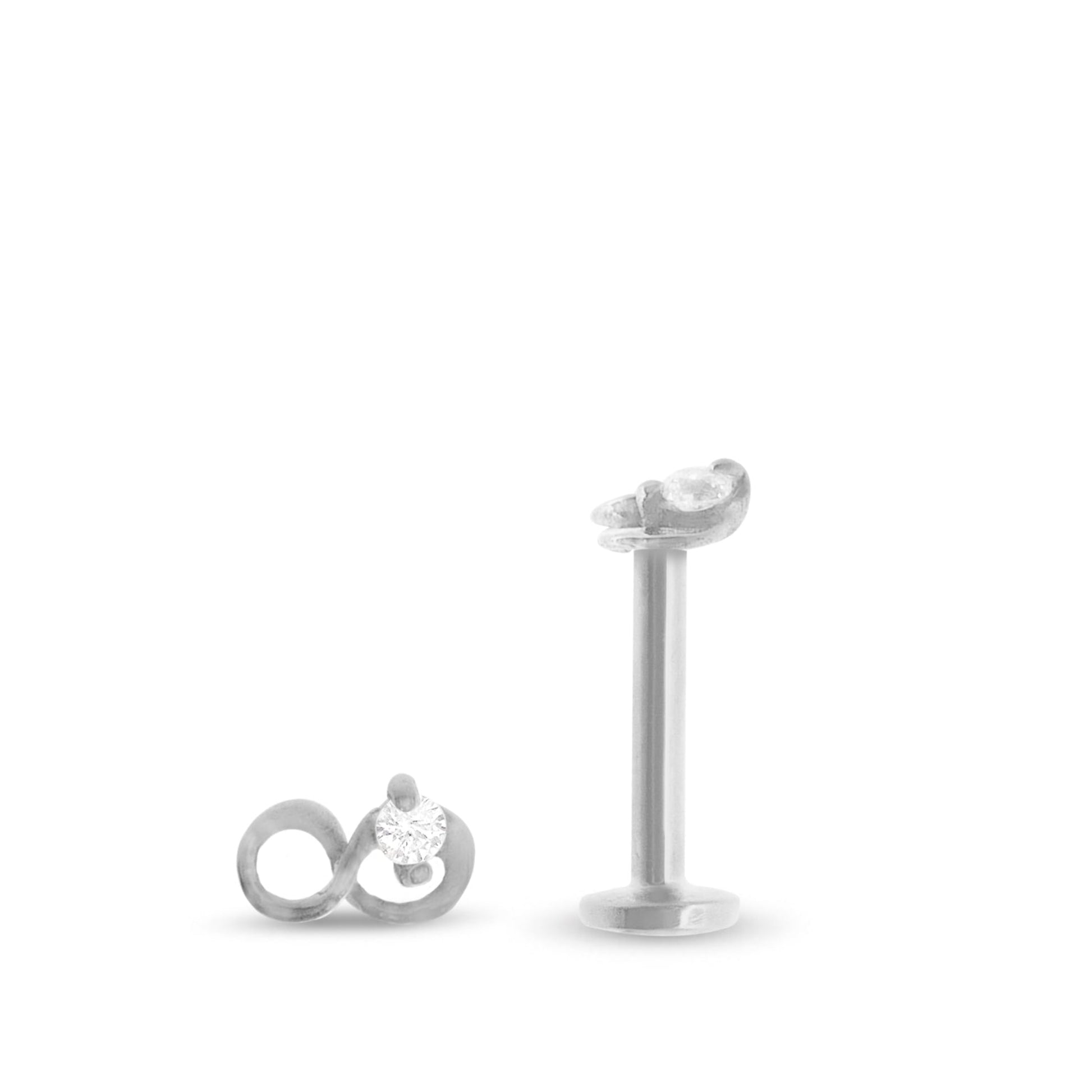 Piercing hélix infini en or blanc 18 carats vissable
