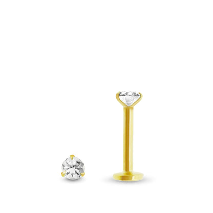 Piercing labret en or jaune 18 carats avec diamant blanc 0,05 carat et fermeture vissable
