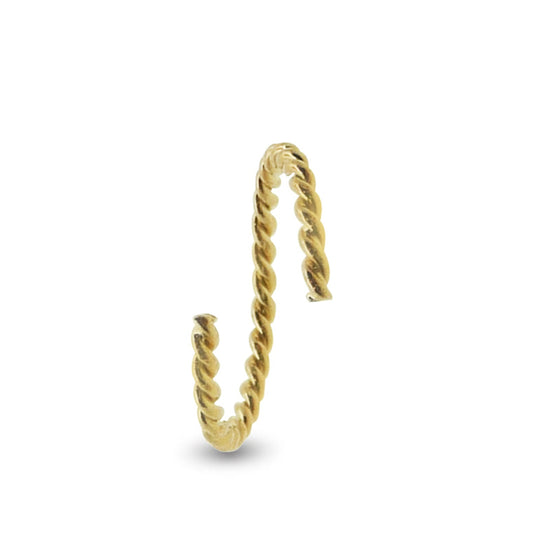 Anneau d’oreille en or jaune 18 carats au design torsadé à écarter ouvert