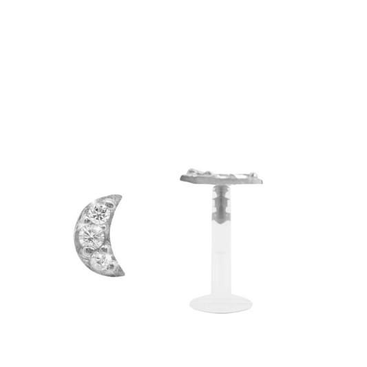 Piercing lune en or blanc 18 carats avec plusieurs oxydes de zirconium