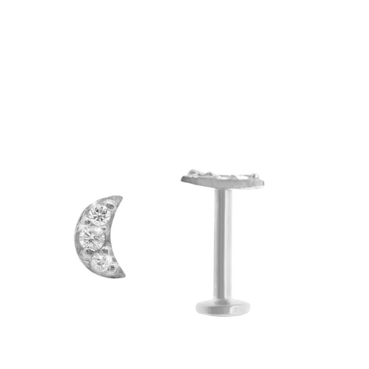Piercing lune en or blanc 18 carats avec plusieurs oxydes de zirconium