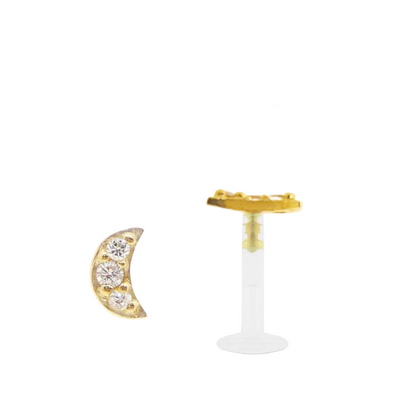 Piercing lune en or jaune 18 carats avec plusieurs oxydes de zirconium