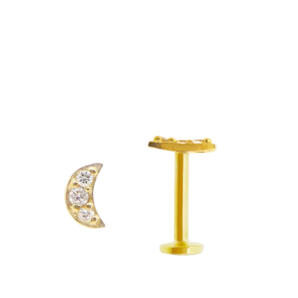 Piercing lune en or jaune 18 carats serti d’oxyde de zirconium