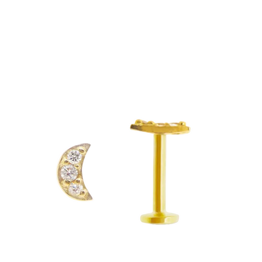 Piercing lune en or jaune 18 carats serti d’oxyde de zirconium
