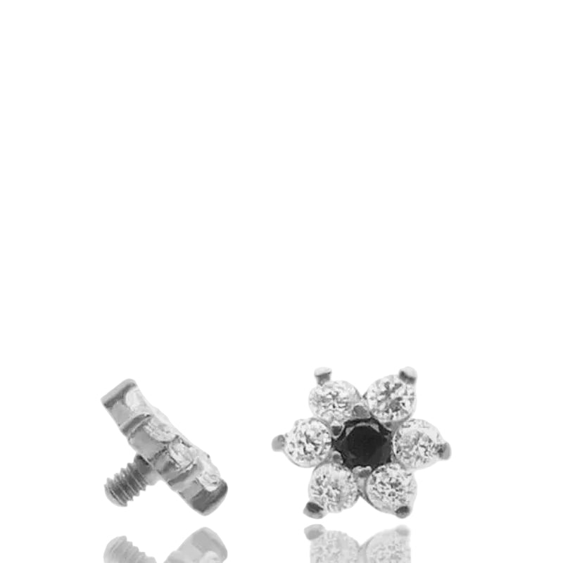 Piercing microdermal fleur en or blanc 18 carats