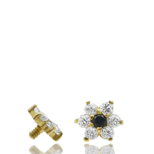 Piercing microdermal fleur en or jaune 18 carats