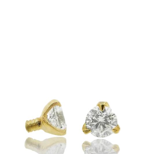 Piercing microdermal en or jaune 18 carats avec oxyde de zirconium