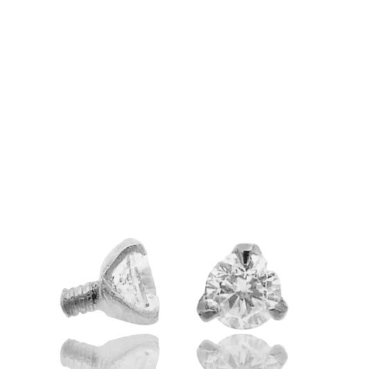 Piercing microdermal en or blanc 18 carats avec oxyde de zirconium