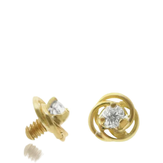 Piercing microdermal motif rose en or jaune 18 carats