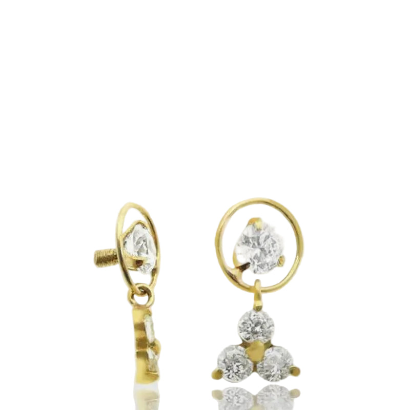 Piercing microdermal en or jaune 18 carats avec pendentif trèfle