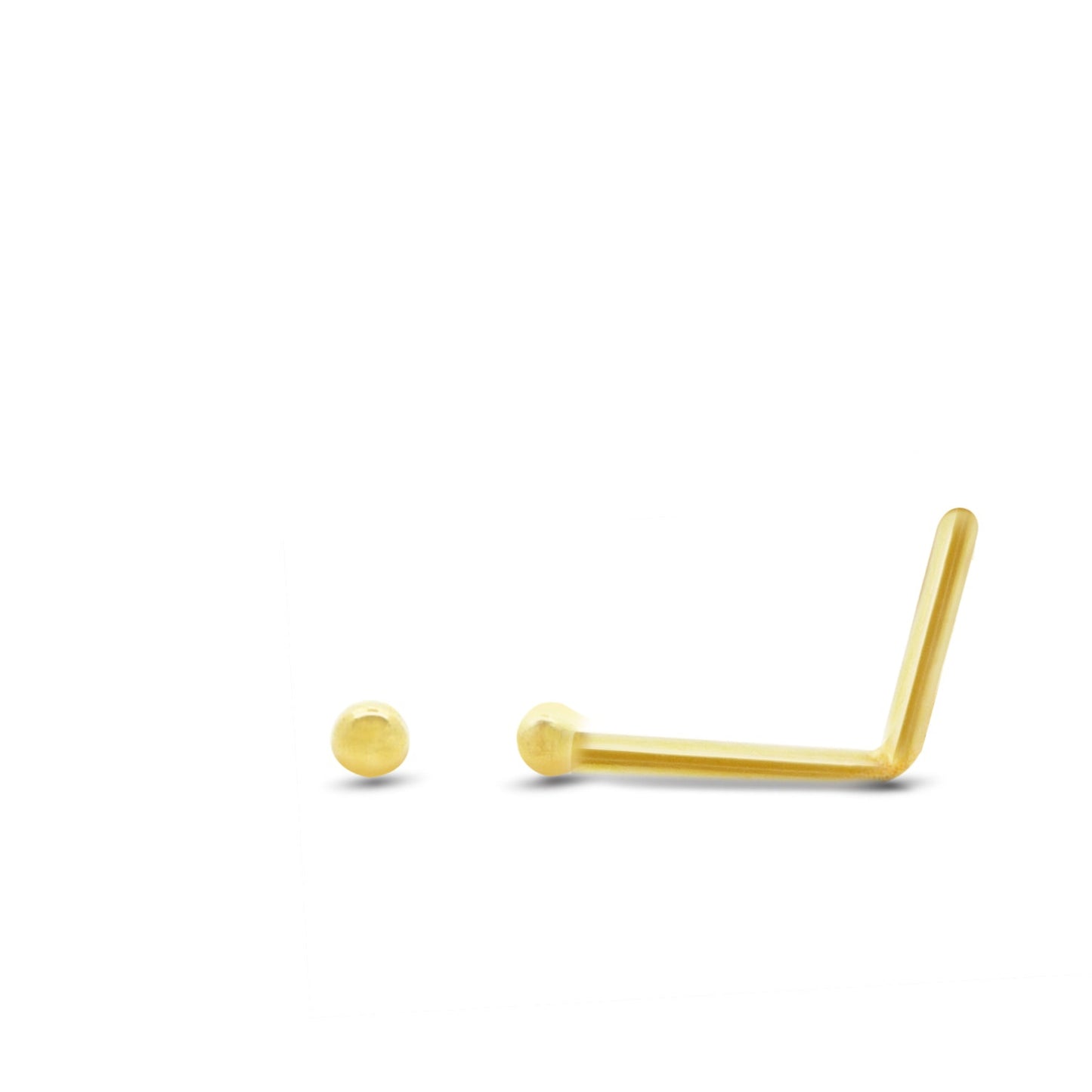 Piercing de nez boule en or jaune 18 carats barre pliée