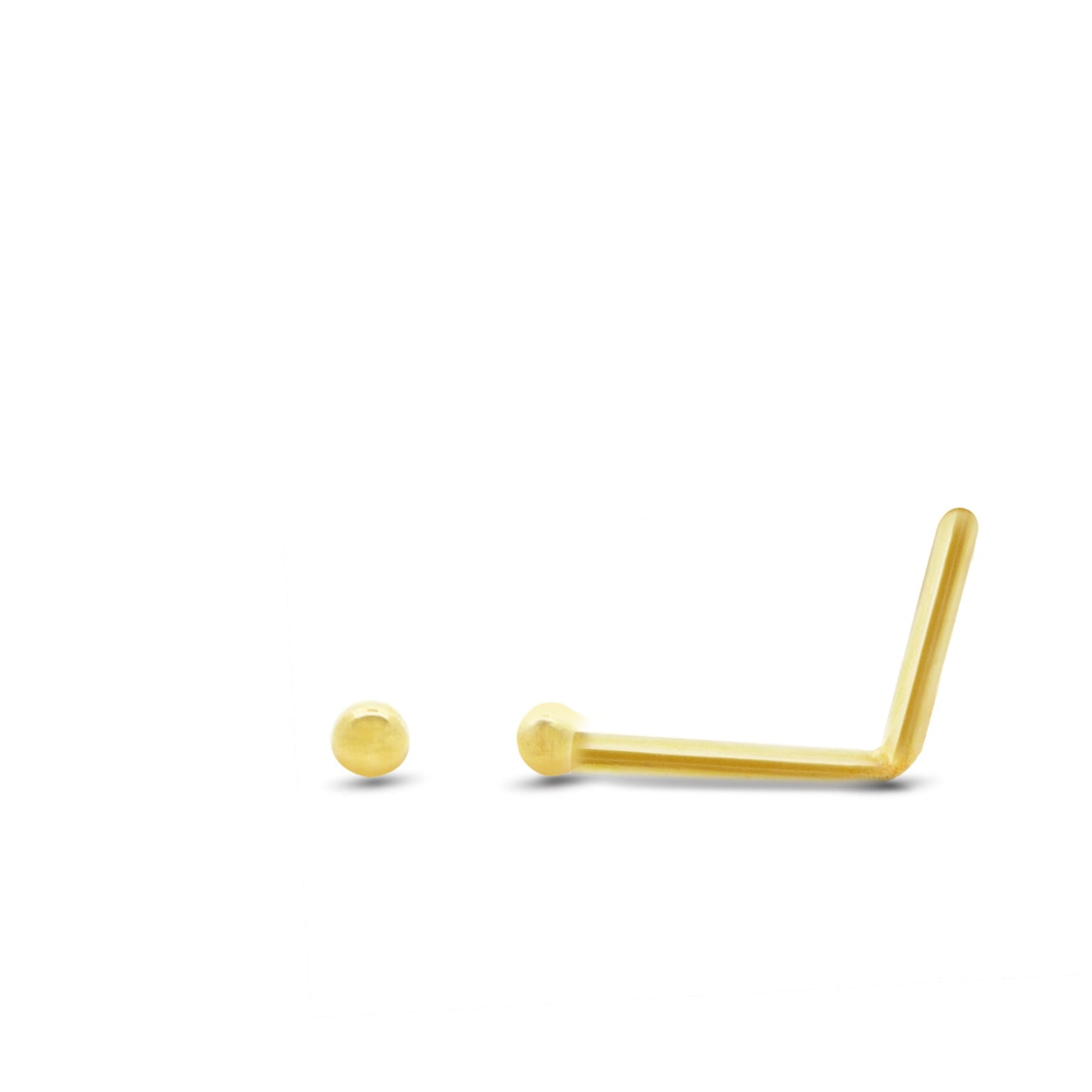 Piercing de nez boule en or jaune 18 carats barre pliée