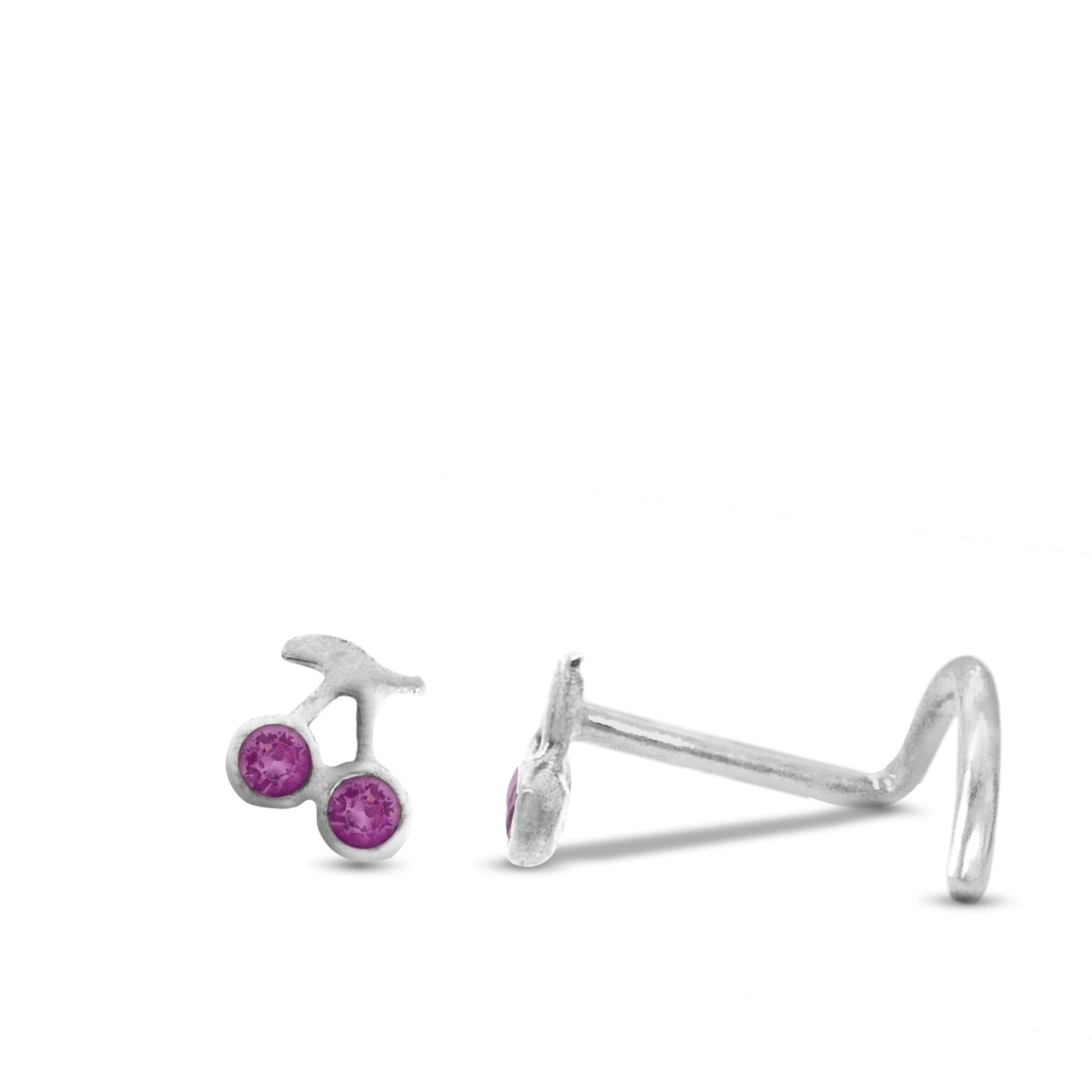 Piercing de nez cerises en or blanc 18 carats bijou en or massif