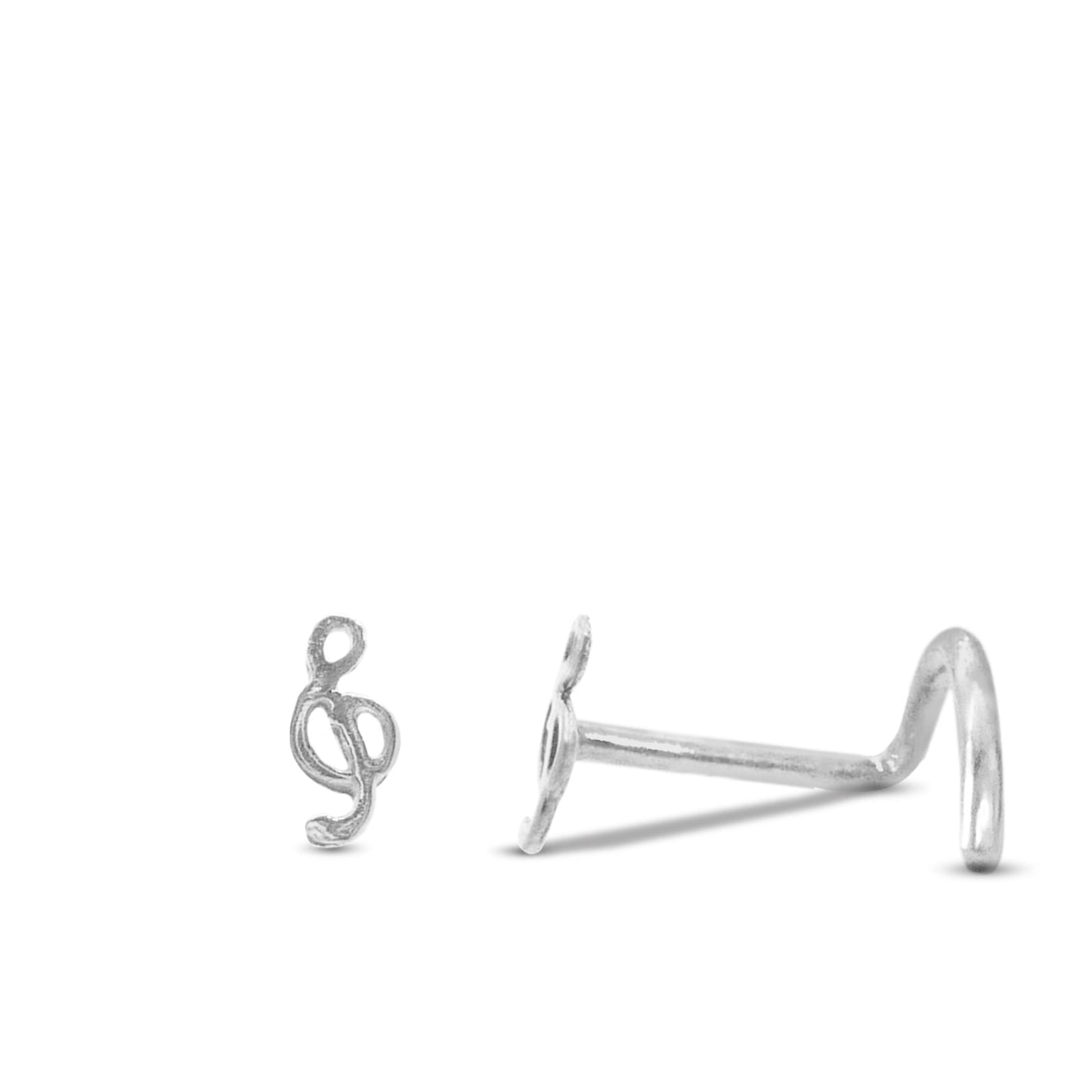 Piercing de nez clef de sol en or blanc 18 carats poli