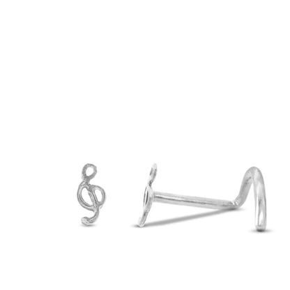 Piercing de nez clef de sol en or blanc 18 carats poli