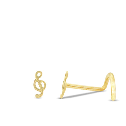 Piercing de nez clef de sol en or jaune 18 carats finition polie