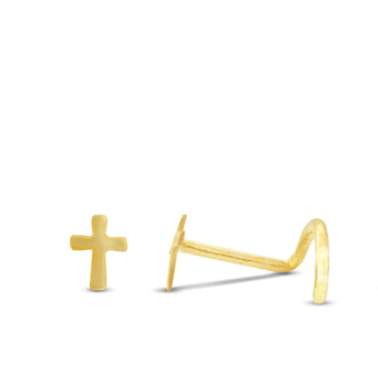 Piercing de nez croix en or jaune 18 carats poli