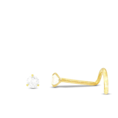 Piercing de nez diamant 0,02 carat griffé en or jaune 18 carats