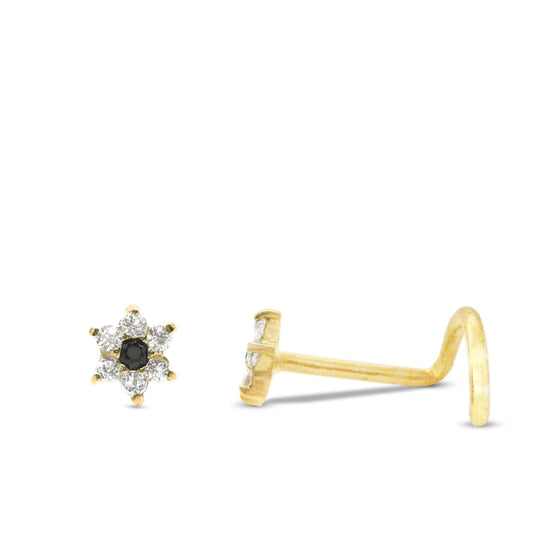 Piercing de nez fleur en or jaune 18 carats bijou en or massif