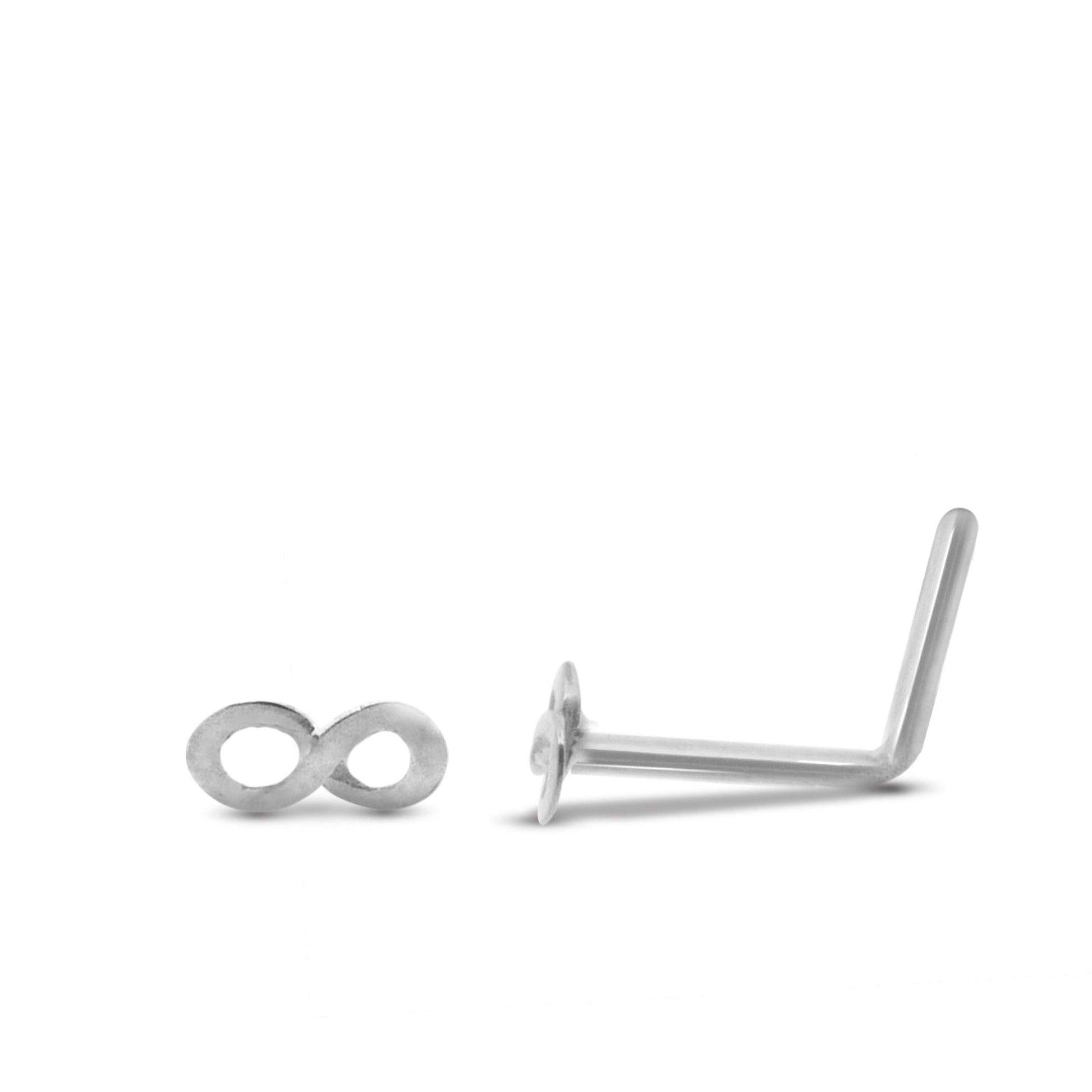 Piercing de nez infini en or blanc 18 carats bijou en or massif barre pliée