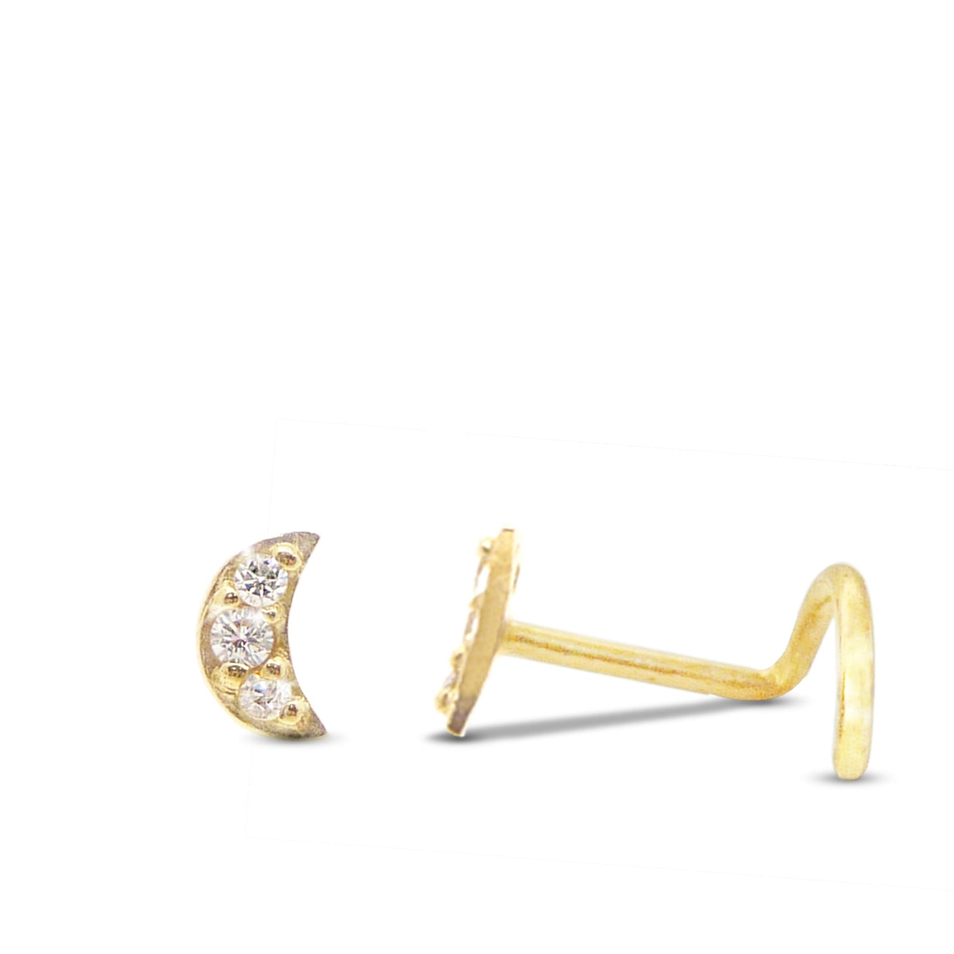 Piercing de nez lune en or jaune 18 carats bijou en or massif