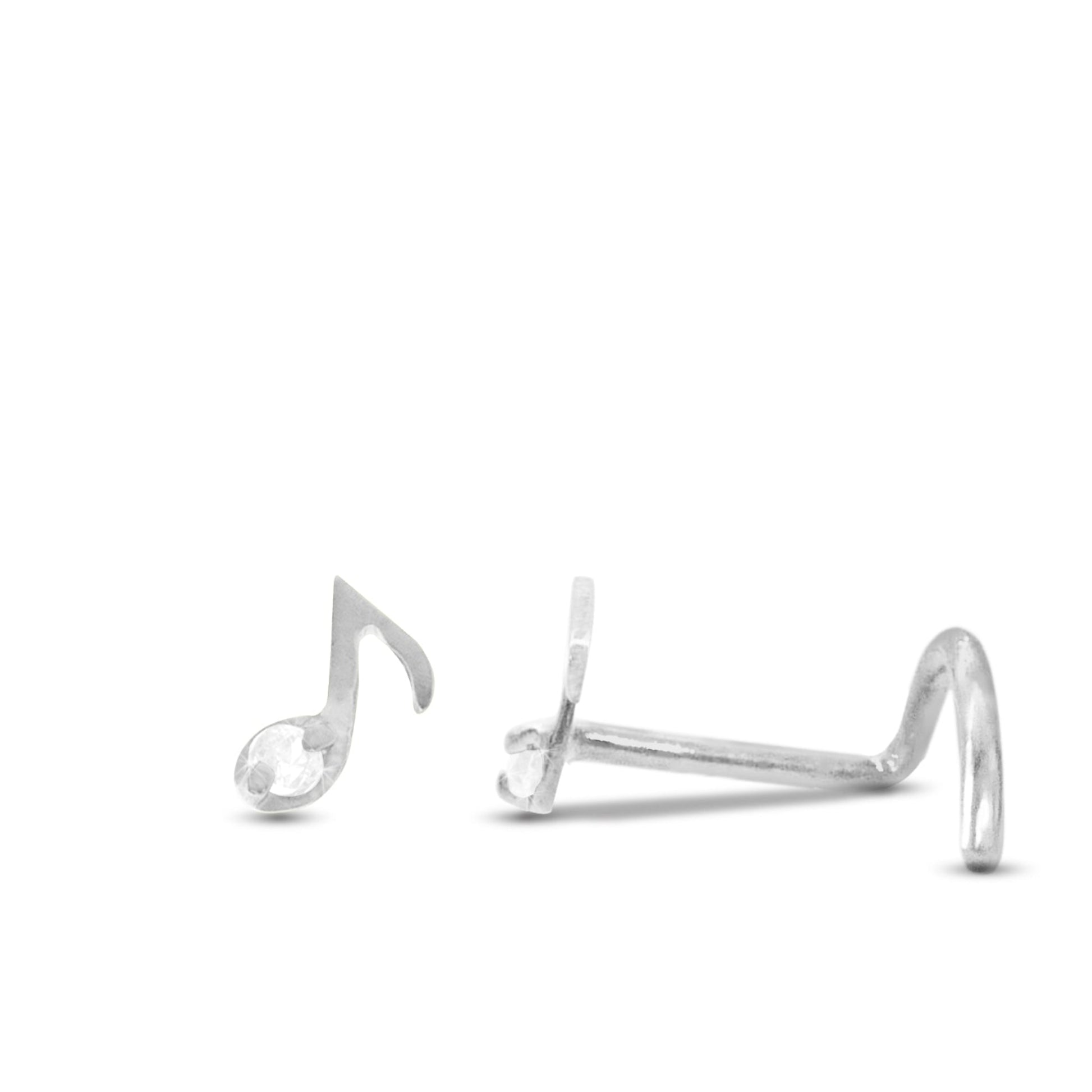 Piercing de nez note de musique en or blanc 18 carats bijou en or massif