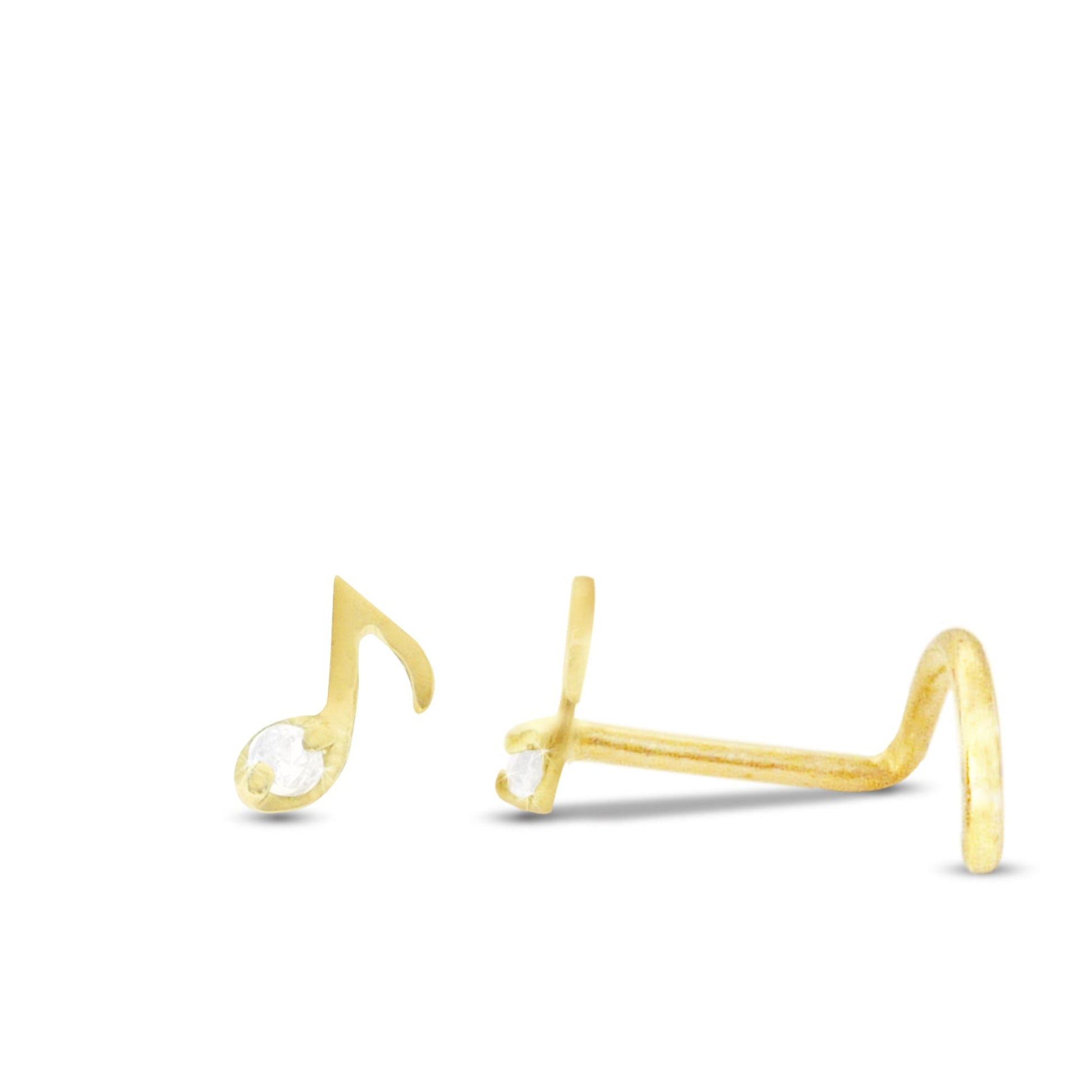 Piercing de nez note de musique en or jaune 18 carats bijou en or massif