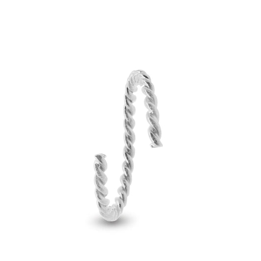 Piercing de nez en or blanc 18 carats avec anneau torsadé à écarter ouvert