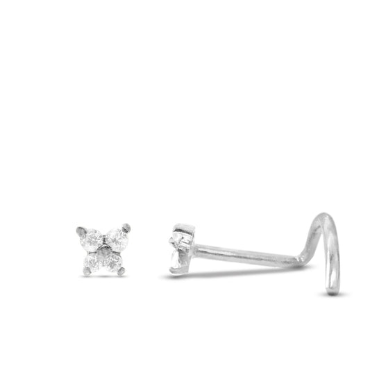 Piercing de nez papillon petit modèle en or blanc 18 carats bijou en or massif