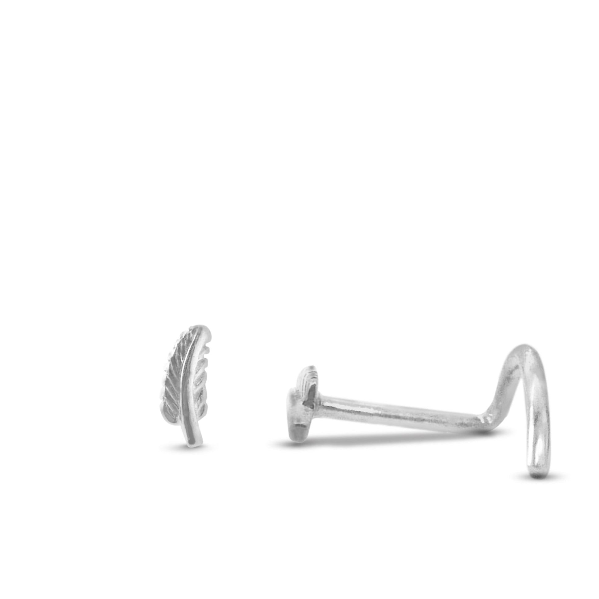 Piercing de nez plume en or blanc 18 carats