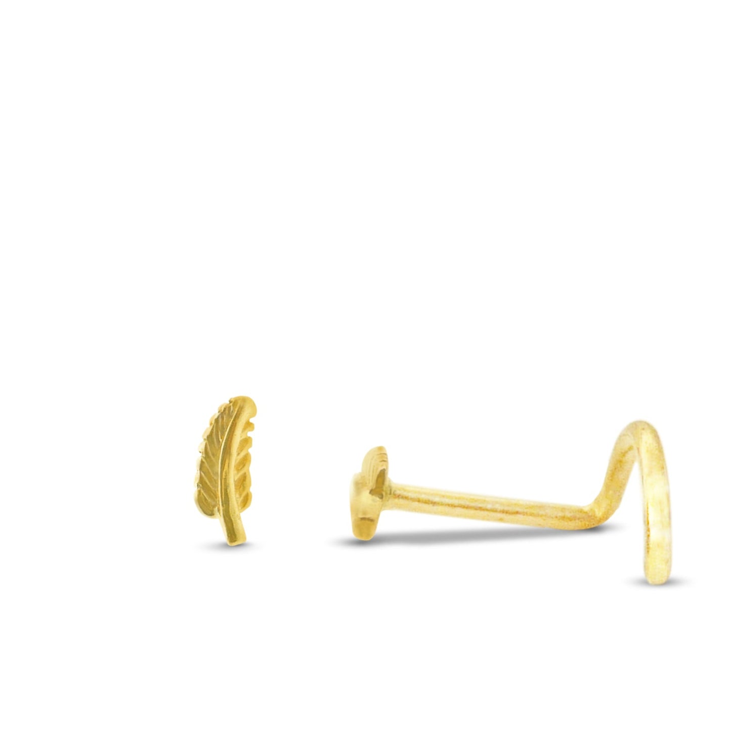 Piercing de nez plume en or jaune 18 carats