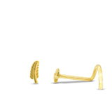 Piercing de nez plume en or jaune 18 carats