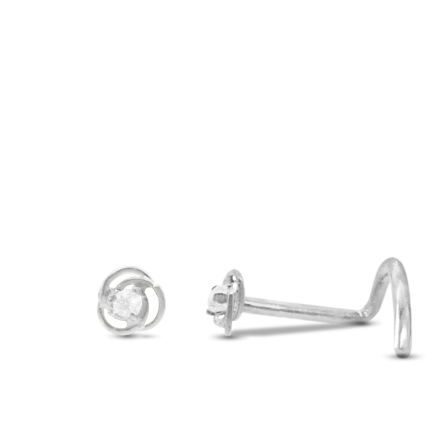 Piercing de nez rose en or blanc 18 carats