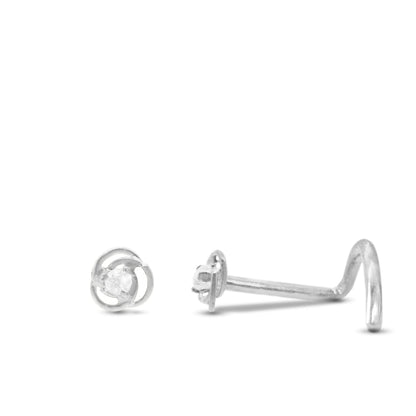 Piercing de nez rose en or blanc 18 carats