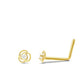 Piercing de nez rose en or jaune 18 carats barre pliée