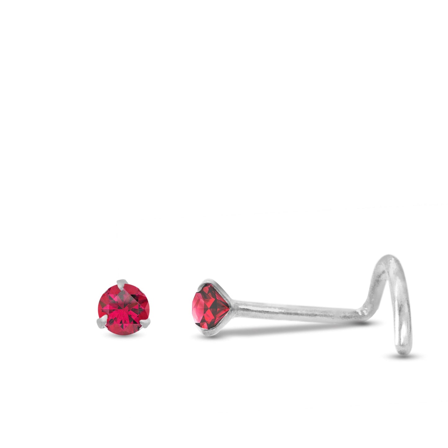 Piercing de nez rubis en or blanc 18 carats