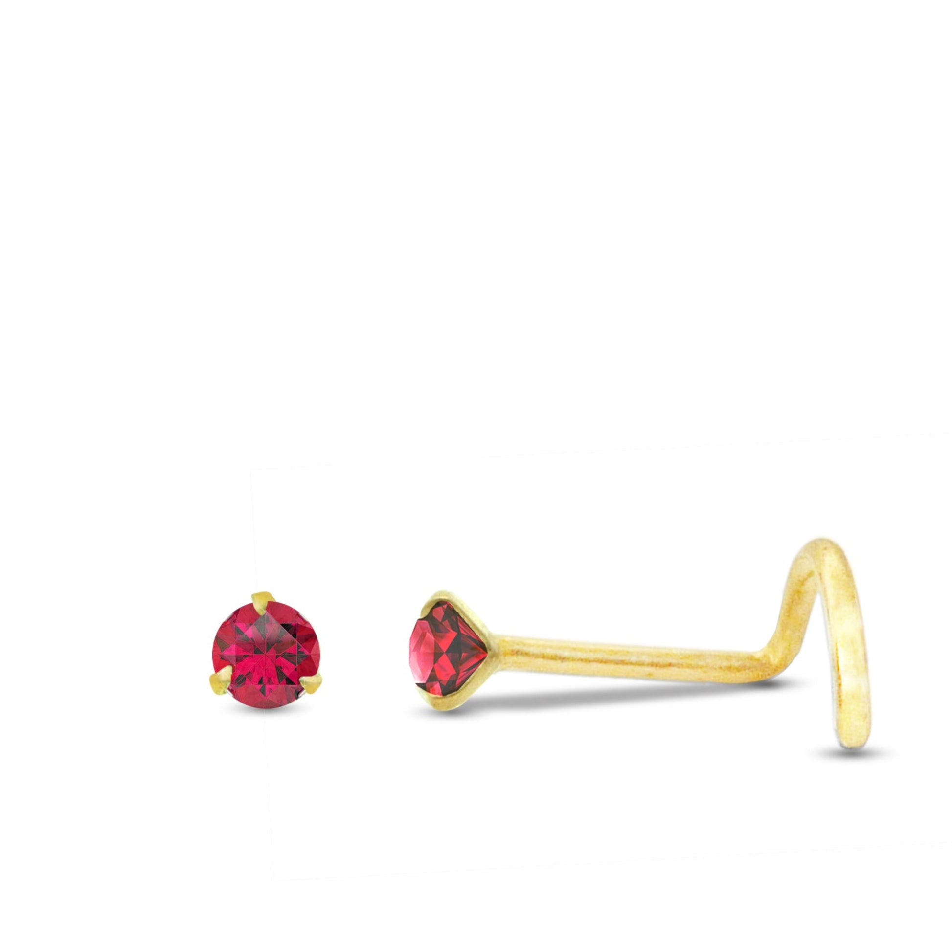 Piercing de nez rubis en or jaune 18 carats