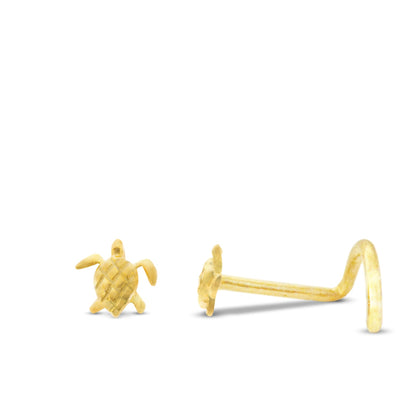 Piercing de nez tortue en or jaune 18 carats finition polie