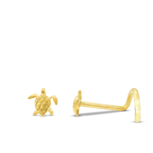 Piercing de nez tortue en or jaune 18 carats finition polie
