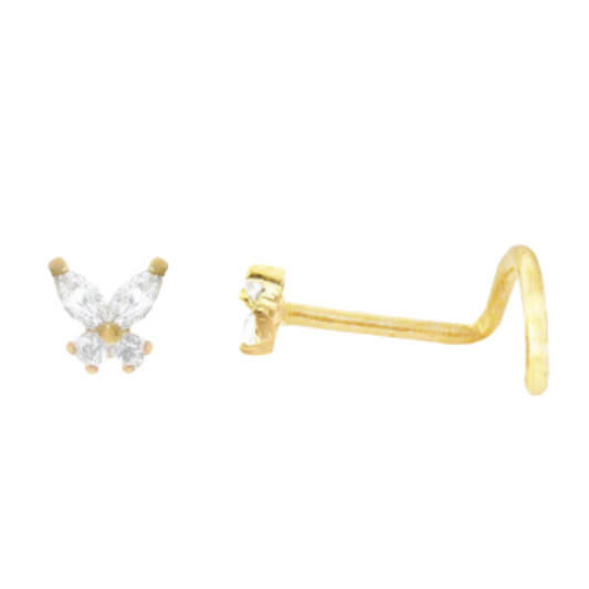 Piercing de nez  grand papillon en or jaune 18 carats