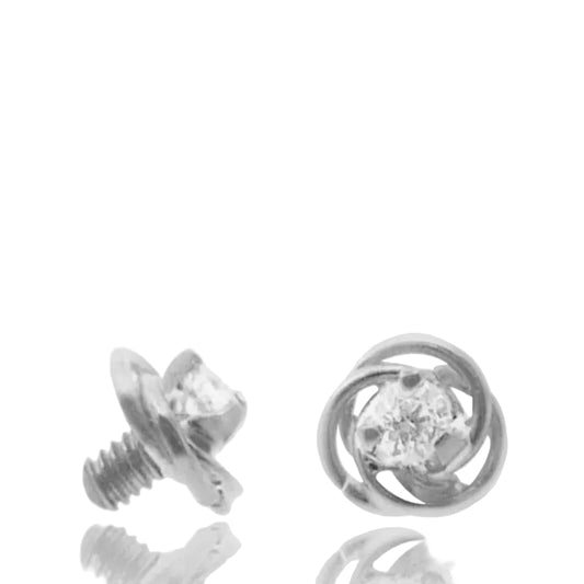 Piercing microdermal motif rose en or blanc 18 carats