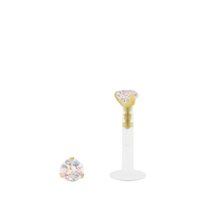 Piercing en or jaune 18 carats avec oxyde de zirconium irisé