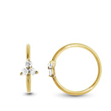 Piercing de tragus : anneau or jaune 18 carats à écarter avec trèfle zircon